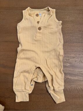 cloud island Sleeveless Knit One-Piece Romper in Pale Yellow/Beige